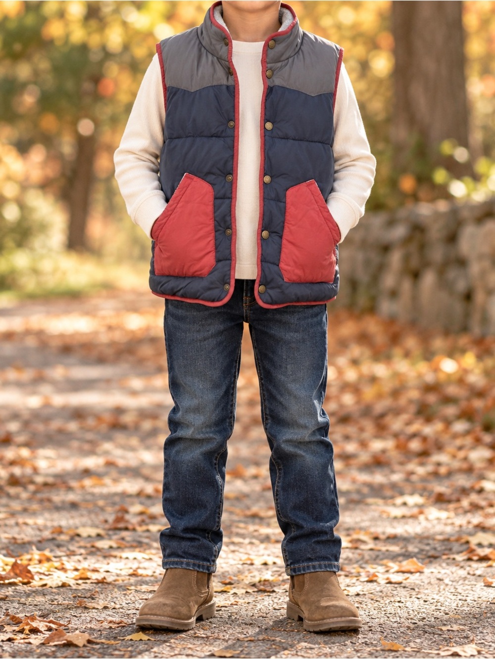 Mini Boden Boys Colorblock Puffer Vest - EUC